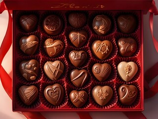 Heart Shaped Luxury Chocolates in Elegant Gift Box Arrangement