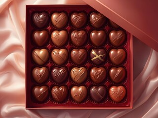 Heart Shaped Luxury Chocolates in Elegant Gift Box Setting