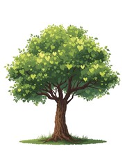 Majestic tree with heart-shaped leaves in vibrant autumn colors