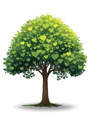 Majestic tree with heart-shaped leaves in vibrant autumn colors