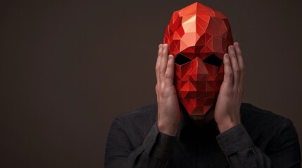 Geometric red mask portrait