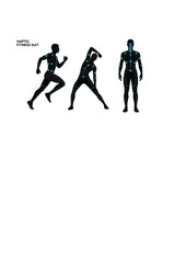 Obraz premium Haptic Fitness Suit Silhouette for Posture Correction and Smart Workout Wearable Technology Future Athletics and Injury Prevention Concept Vector