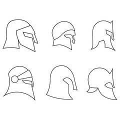 Helmet icon vector set. Knight's helmet Illustration sign collection. Medieval helmet symbol. Armor logo.