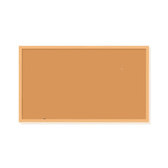 A rectangular corkboard with a wooden frame and two pin pricks on the surface