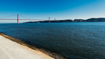 The 25 de Abril (April 25th) Bridge, over the river Tagus, connecting Lisbon with the municipality of Almada