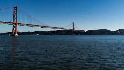 The 25 de Abril (April 25th) Bridge, over the river Tagus, connecting Lisbon with the municipality of Almada