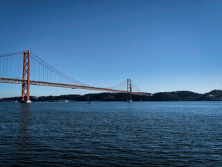 The 25 de Abril (April 25th) Bridge, over the river Tagus, connecting Lisbon with the municipality of Almada