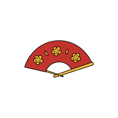 Traditional Red Japanese Folding Fan