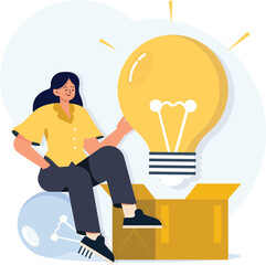 Woman with great idea - Female person coming up with new creative ideas