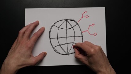 Hand drawn Earth globe with AI circuit connections, global digital network and data exchange concept, technology infographic symbol on white paper, pastel animation - Powered by Adobe