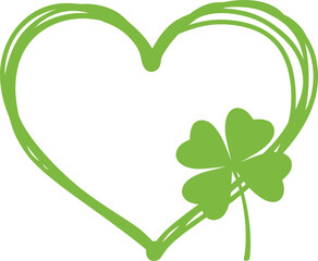Green Heart with Shamrock Symbol for St Patricks Day
