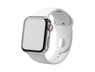 Modern White Smartwatch. Minimalist photo of a modern white smartwatch with a blank screen, perfect for technology, fitness, and lifestyle themes.smartwatch