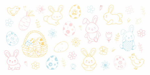 A charming easter collection featuring bunnies chicks eggs and floral elements