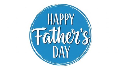 Happy Father's Day handwritten text on blue background with white outline