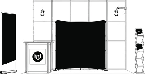 A clean exhibition booth design to make professional exhibition more effective.
