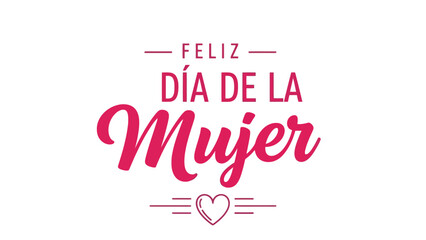 Happy Women's Day text with a heart symbol, celebrating International Women's Day.