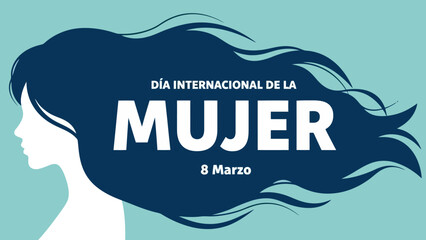 International Women's Day celebrated on March 8th with a graphic depicting a woman's silhouette and flowing hair.