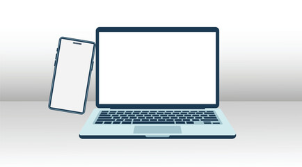 Laptop and Smartphone Device Vector Mockup