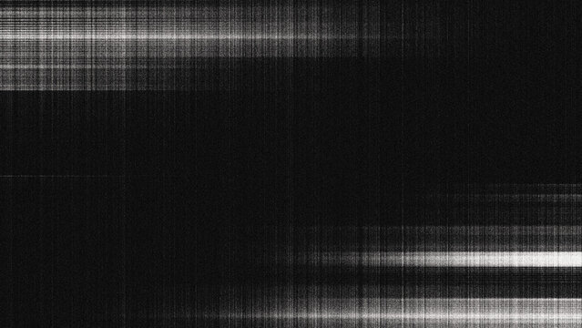 Abstract digital glitch noise random textured strokes with distorted horizontal lines and rough black and white sand background.