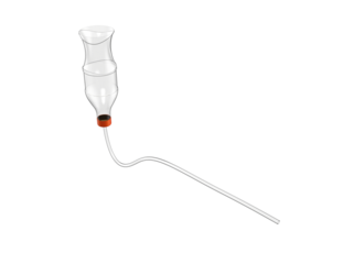 Isolated 3D render of a DIY clear plastic fruit fly trap featuring a funnel mechanism and feeding tube for effective home pest control. High-resolution graphic element on a PNG transparent background.
