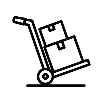 Hand truck with boxes icon simple