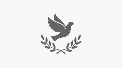 Symbolic dove with olive branch representing peace, hope, and freedom in a minimalist design.