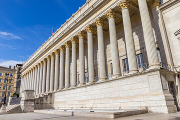 Naklejka premium Columns of the historic courthouse in Lyon, France