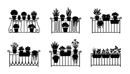 Balcony Urban Garden Planters Silhouette