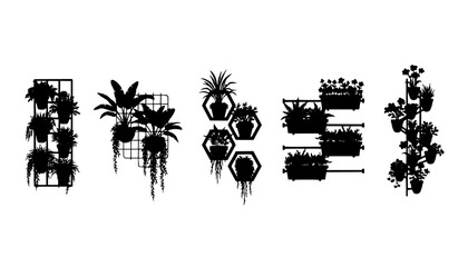 Vertical Garden Wall Silhouette Vector