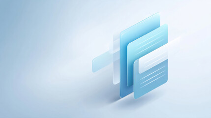 Modern abstract illustration of layered digital interfaces with soft blue tones, ideal for tech-related projects.