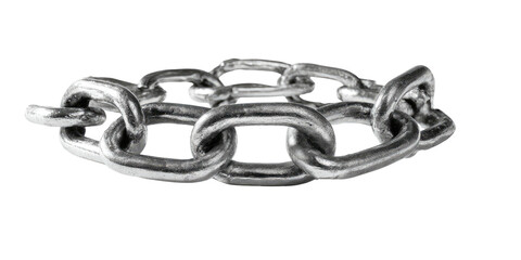 Obraz premium A close-up of a short section of a silver chain on a black background