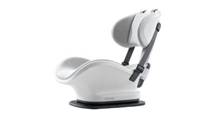 Manual support device for head stabilization during positional tests featuring ergonomic design to assist patient movement and minimize dizziness displayed on white.