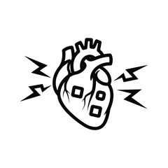 Human Heart with Lightning Bolts