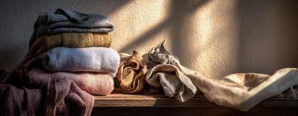 Pile of clean soft towels neatly stacked fabric texture evident showing absorbency