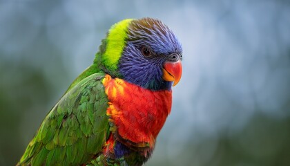 Fototapeta premium Red Collared Lorikeet Trichoglossus Rubritorquis Perched