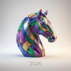 Colorful horse head 2026, Chinese new year