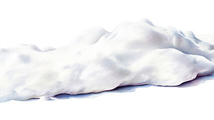 Naklejka premium Fresh white snowdrift watercolor illustration isolated on a clean white background, with soft blue and purple shadows, for winter designs.
