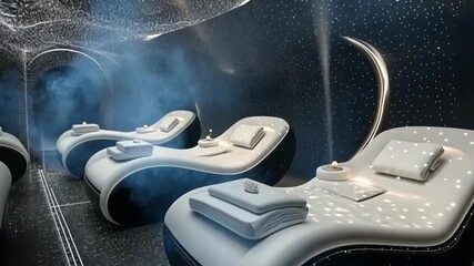 Relaxation experience in a unique spa with futuristic design and calming elements
