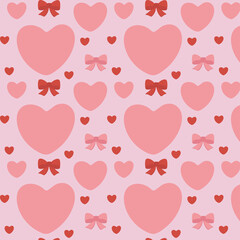 Seamless Pattern of Hearts and Bows