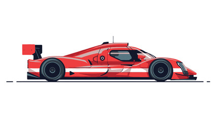 Obraz premium Sleek Red Prototype Racing Car Illustration in Flat Design Style, Isolated on White Background