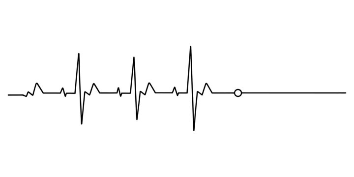 Minimalist heartbeat line transitioning from a healthy rhythm to a flatline Vector, illustration
