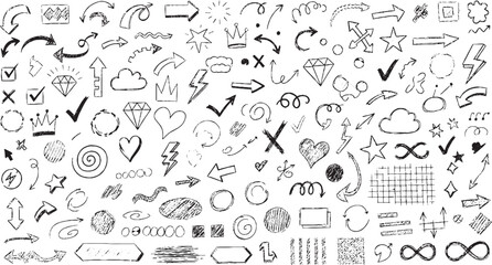 Hand Drawn Doodle Arrows and Symbols Collection.