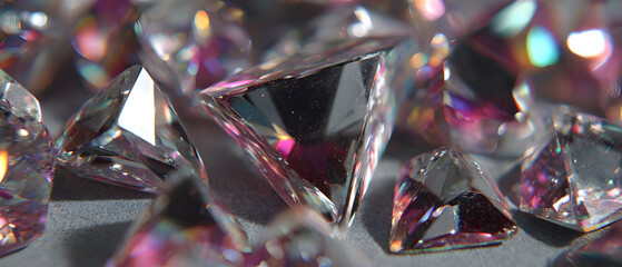Luxury Diamonds Closeup with Sparkling Reflections.