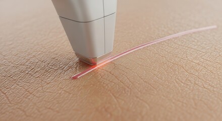 Close-up of a modern laser device performing hair removal on textured skin