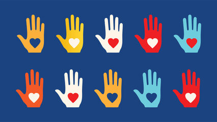 Obraz premium Colorful Hands with Hearts Vector for Diversity and Inclusion