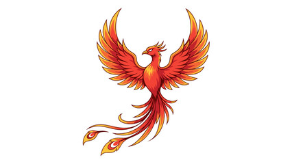 Fototapeta premium Vibrant Phoenix Rising with Open Wings.