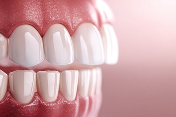 Close-up view of healthy white teeth and gums, showcasing dental aesthetics and oral hygiene, emphasizing the importance of dental care and bright smiles in everyday life