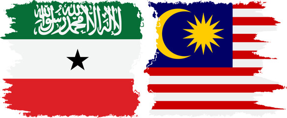 Malaysia and Somaliland grunge flags connection, vector