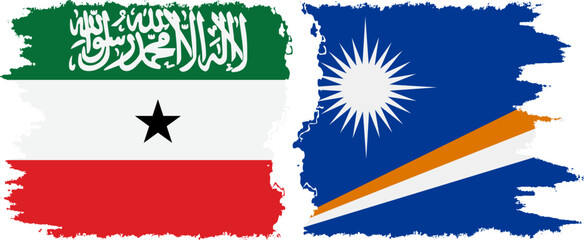 Marshall Islands and Somaliland grunge flags connection, vector
