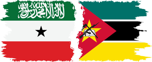 Mozambique and Somaliland grunge flags connection, vector